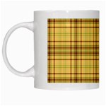 Plaid Yellow Fabric Texture Pattern White Mugs Left