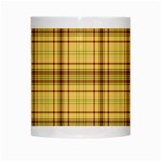 Plaid Yellow Fabric Texture Pattern White Mugs Center