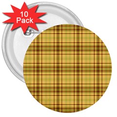 Plaid Yellow Fabric Texture Pattern 3  Buttons (10 Pack)  by paulaoliveiradesign