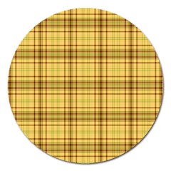 Plaid Yellow Fabric Texture Pattern Magnet 5  (round) by paulaoliveiradesign