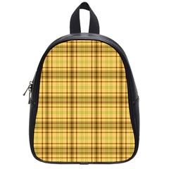 Plaid Yellow Fabric Texture Pattern School Bag (small) by paulaoliveiradesign