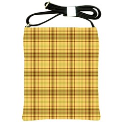 Plaid Yellow Fabric Texture Pattern Shoulder Sling Bags by paulaoliveiradesign