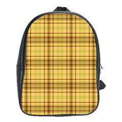 Plaid Yellow Fabric Texture Pattern School Bag (xl) by paulaoliveiradesign