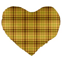 Plaid Yellow Fabric Texture Pattern Large 19  Premium Heart Shape Cushions by paulaoliveiradesign