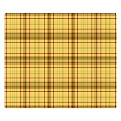 Plaid Yellow Fabric Texture Pattern Double Sided Flano Blanket (small)  by paulaoliveiradesign