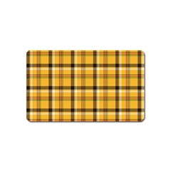 Yellow Fabric Plaided Texture Pattern Magnet (name Card) by paulaoliveiradesign