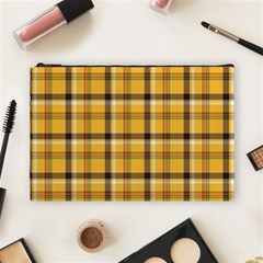 Yellow Fabric Plaided Texture Pattern Cosmetic Bag (large)  by paulaoliveiradesign