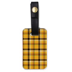 Yellow Fabric Plaided Texture Pattern Luggage Tags (one Side)  by paulaoliveiradesign