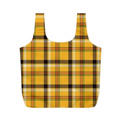 Yellow Fabric Plaided Texture Pattern Full Print Recycle Bags (m)  by paulaoliveiradesign