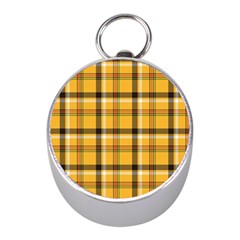 Yellow Fabric Plaided Texture Pattern Mini Silver Compasses by paulaoliveiradesign