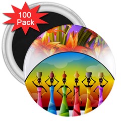 African American Women 3  Magnets (100 pack)