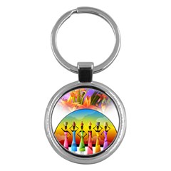 African American Women Key Chains (Round) 