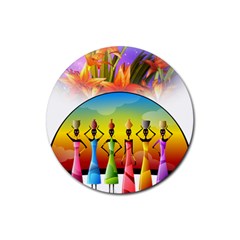 African American Women Rubber Coaster (Round) 