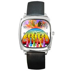 African American Women Square Metal Watch by AlteredStates