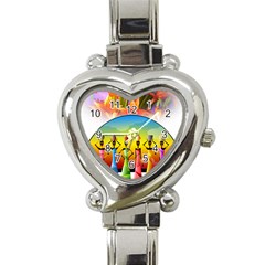 African American Women Heart Italian Charm Watch