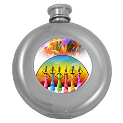 African American Women Round Hip Flask (5 oz)