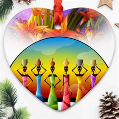 African American Women Heart Ornament (Two Sides)