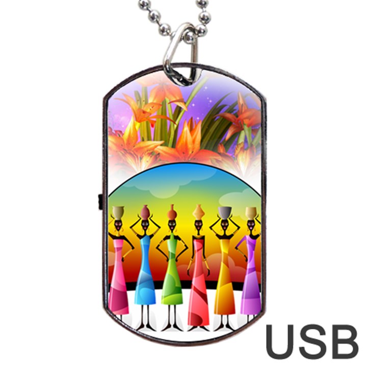 African American Women Dog Tag USB Flash (Two Sides)