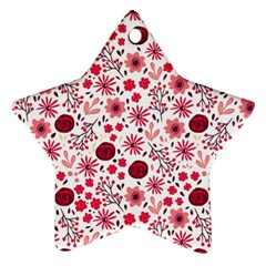 Red Floral Seamless Pattern Ornament (star)