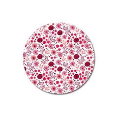 Red Floral Seamless Pattern Magnet 3  (round)