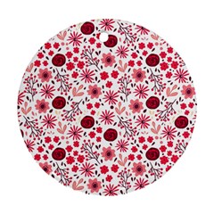 Red Floral Seamless Pattern Round Ornament (two Sides)