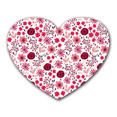 Red Floral Seamless Pattern Heart Mousepads