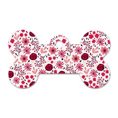 Red Floral Seamless Pattern Dog Tag Bone (two Sides)