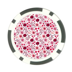 Red Floral Seamless Pattern Poker Chip Card Guard by TastefulDesigns