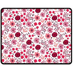 Red Floral Seamless Pattern Fleece Blanket (medium)  by TastefulDesigns