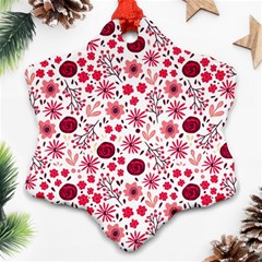 Red Floral Seamless Pattern Ornament (snowflake)