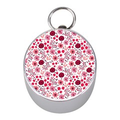 Red Floral Seamless Pattern Mini Silver Compasses by TastefulDesigns