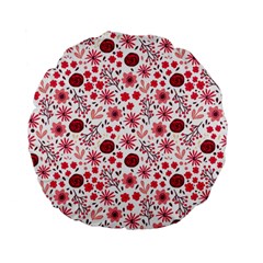 Red Floral Seamless Pattern Standard 15  Premium Flano Round Cushions by TastefulDesigns