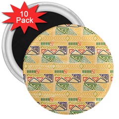 Hand Drawn Ethinc Pattern Background 3  Magnets (10 Pack)  by TastefulDesigns