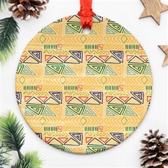 Hand Drawn Ethinc Pattern Background Round Ornament (two Sides)