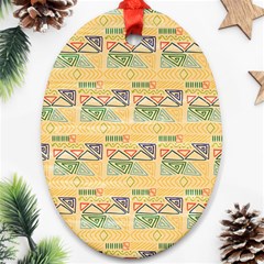 Hand Drawn Ethinc Pattern Background Oval Ornament (two Sides)