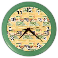 Hand Drawn Ethinc Pattern Background Color Wall Clocks by TastefulDesigns