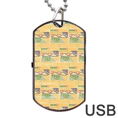 Hand Drawn Ethinc Pattern Background Dog Tag Usb Flash (one Side)