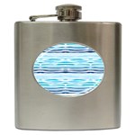 Watercolor blue abstract summer pattern Hip Flask (6 oz) Front