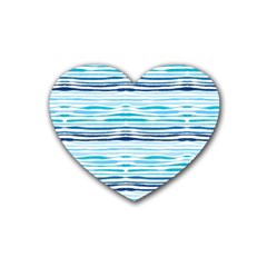 Watercolor Blue Abstract Summer Pattern Rubber Coaster (heart)  by TastefulDesigns