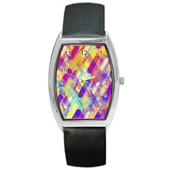 Colorful Abstract Background Barrel Style Metal Watch by TastefulDesigns