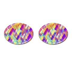 Colorful Abstract Background Cufflinks (oval) by TastefulDesigns