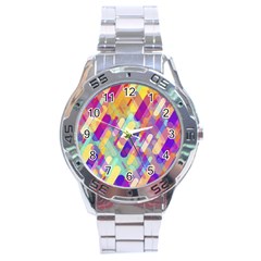 Colorful Abstract Background Stainless Steel Analogue Watch