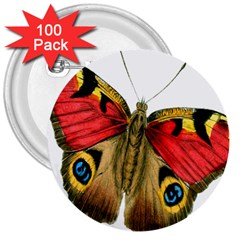 Butterfly Bright Vintage Drawing 3  Buttons (100 Pack)  by Nexatart