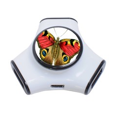 Butterfly Bright Vintage Drawing 3-port Usb Hub by Nexatart