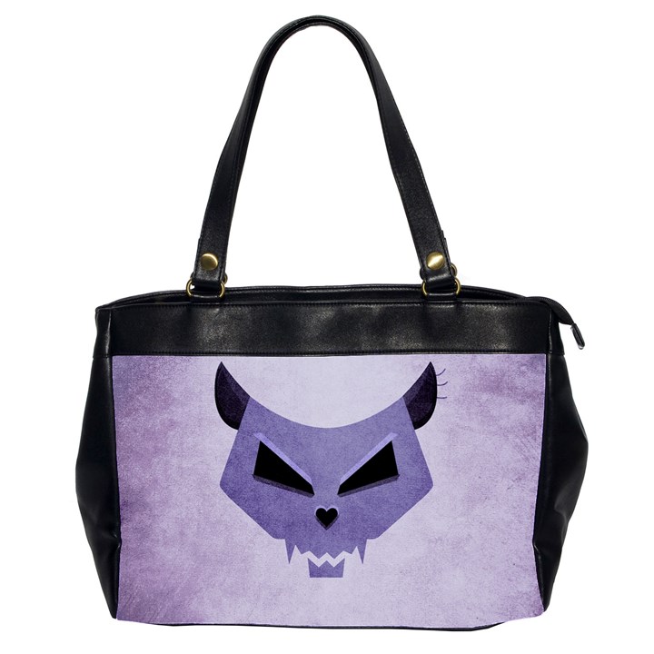 Purple Evil Cat Skull Office Handbags (2 Sides) 