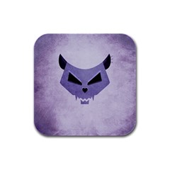 Purple Evil Cat Skull Rubber Square Coaster (4 Pack)  by CreaturesStore