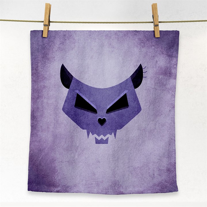 Purple Evil Cat Skull Face Towel