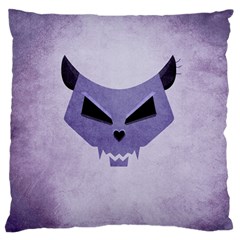 Purple Evil Cat Skull Large Flano Cushion Case (one Side) by CreaturesStore