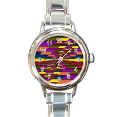 Autumn Check Round Italian Charm Watch by designworld65