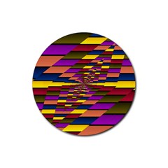 Autumn Check Rubber Round Coaster (4 Pack)  by designworld65